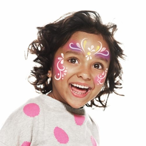 girl with Multicolour Princess face paint design