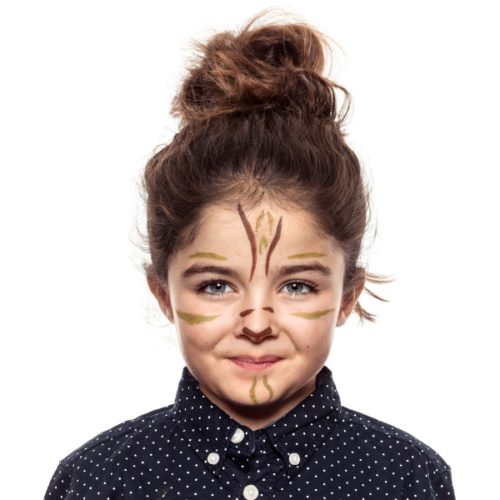 girl with step 2 of Tigress face paint design