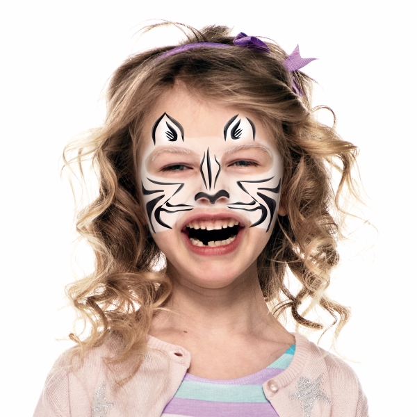 girl with Zebra face paint design