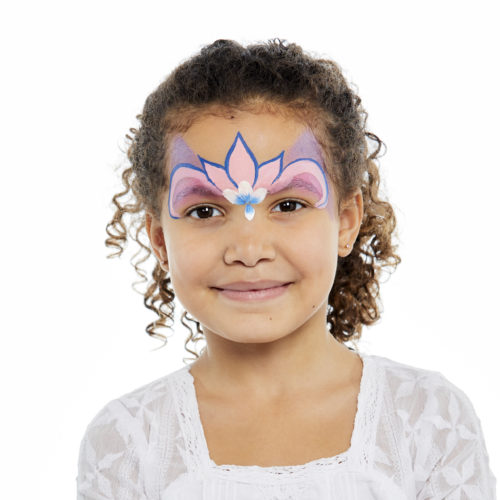 girl with step 1 of Princess face paint design