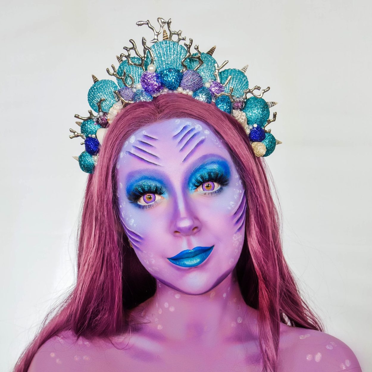 Easy DIY mermaid makeup ( face painting tutorial / halloween makeup )