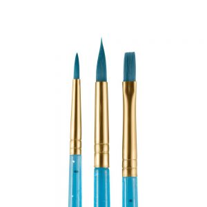 Set of blue starter face paint brushes