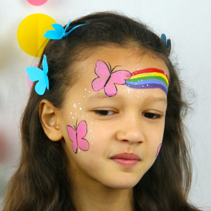 rainbow butterfly face paint step 3